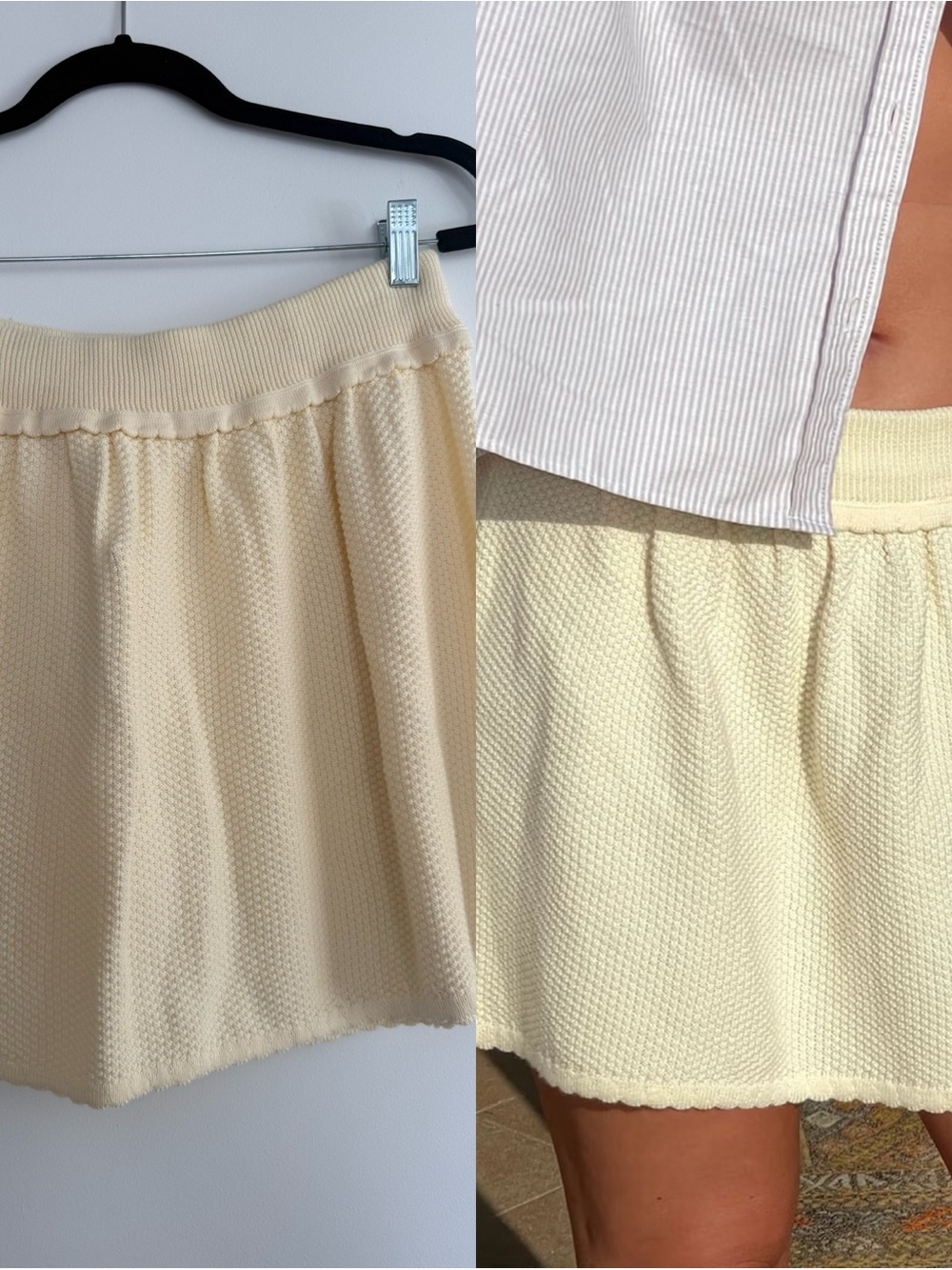 Djerf Avenue Cream Knit Mini Skirt
